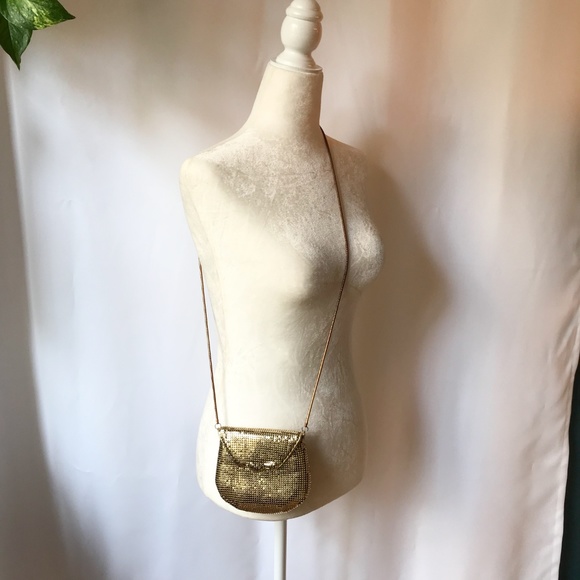 Whiting & Davis Mini Gold Pedal Flap Crossbody Bag - Picture 3 of 8